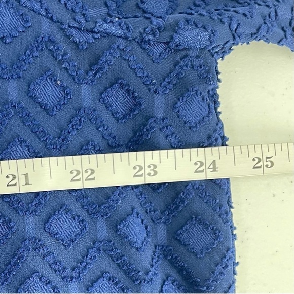 Ryan Wythe Lace Overlay Keyhole Bishop Sleeve Royal Blue Pullover Top - Picture 7 of 8